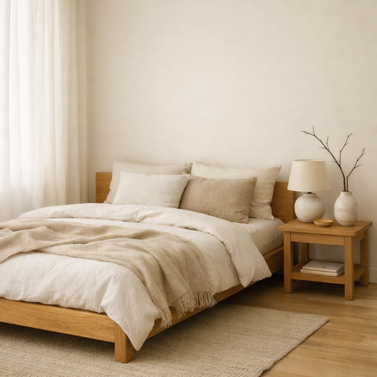 Japandi guest room ideas with minimalist design and natural materials